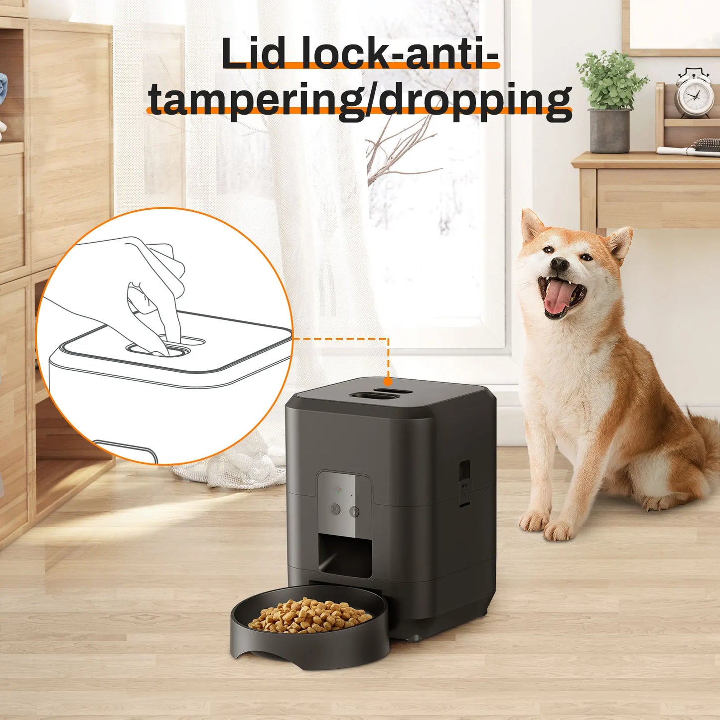 Keep your pet fed and happy, no matter where you are, with our Smart Pet Feeder. This sleek, modern device is more than just a food dispenser—it's your pet's personal mealtime manager.