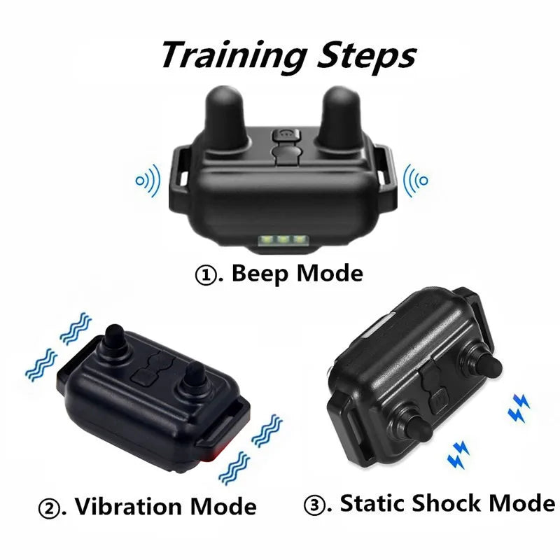 PuPoPan New Electric Dog Training Collar Remote Control Waterproof Pet BehaviorFor 5-120lbs Puppy With Shock Vibration 3300Ft