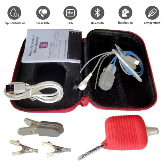 Take your pet's health monitoring on the go with our Portable Pet Health Kit. This comprehensive kit includes all the essential sensors and cables to connect to a compatible veterinary monitor, allowing you to get a complete picture of your pet's well-bei