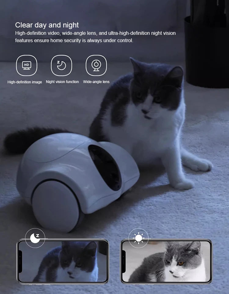 Dog Treat Camera Dispenser Feeder 1080P Full HD Wifi Camera 360°Move Freely 2-Way Audio App 30 Days Long Standby Pet Robot Toys