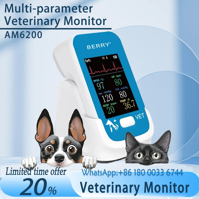 Ensure your pet's well-being with the Multi-parameter Veterinary Monitor. This professional-grade device brings veterinary care to your fingertips, allowing you to easily track your pet's vital signs from the comfort of your home.
