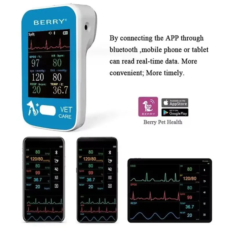 Ensure your pet's well-being with the Multi-parameter Veterinary Monitor. This professional-grade device brings veterinary care to your fingertips, allowing you to easily track your pet's vital signs from the comfort of your home.