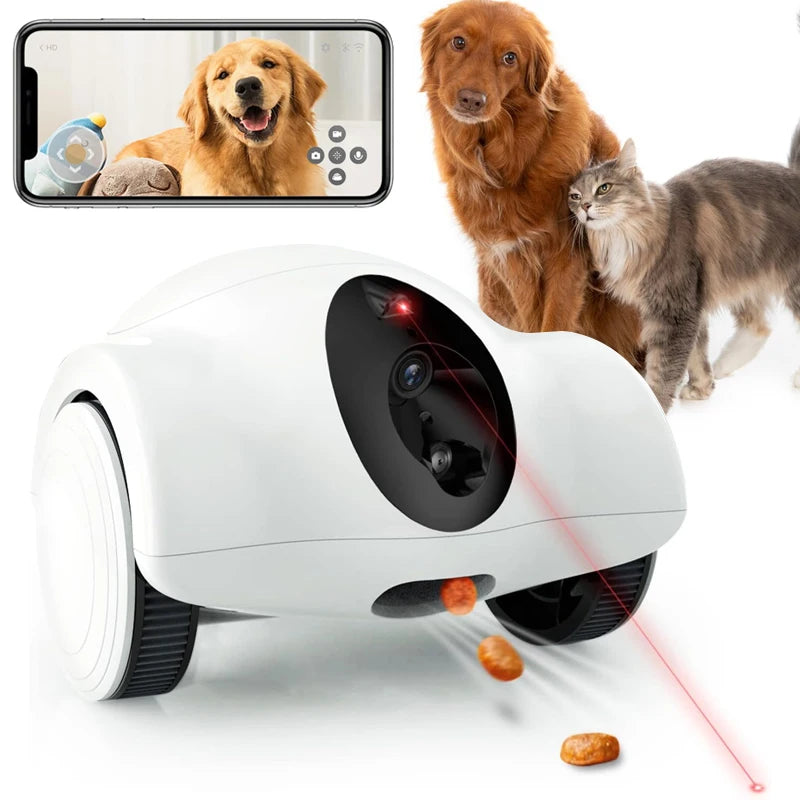 Dog Treat Camera Dispenser Feeder 1080P Full HD Wifi Camera 360°Move Freely 2-Way Audio App 30 Days Long Standby Pet Robot Toys