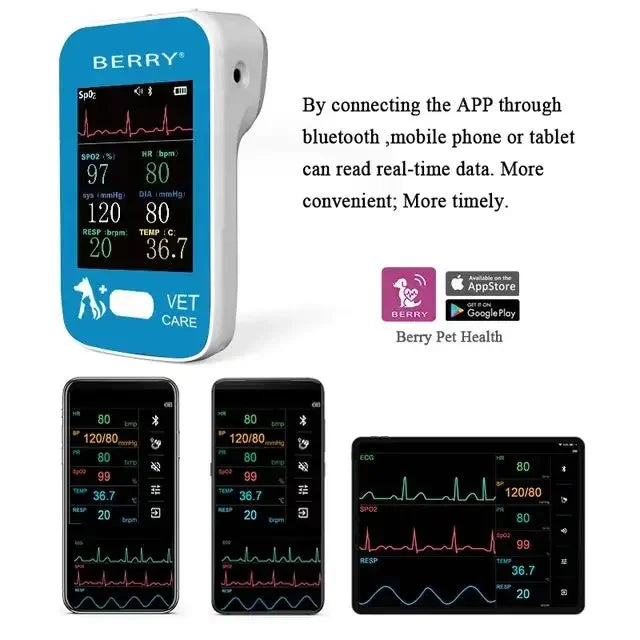 Ensure your pet's well-being with the Multi-parameter Veterinary Monitor. This professional-grade device brings veterinary care to your fingertips, allowing you to easily track your pet's vital signs from the comfort of your home.