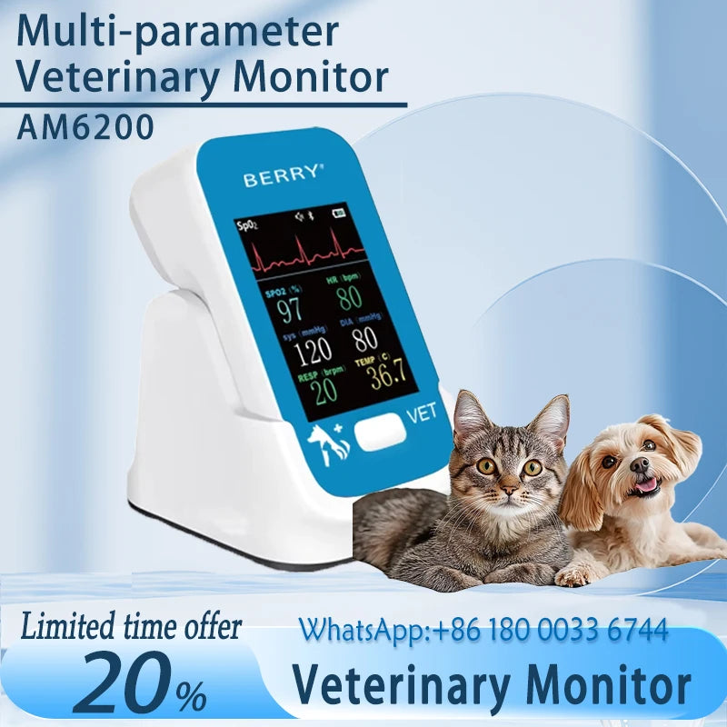 Ensure your pet's well-being with the Multi-parameter Veterinary Monitor. This professional-grade device brings veterinary care to your fingertips, allowing you to easily track your pet's vital signs from the comfort of your home.