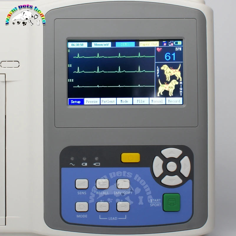 Veterinary ECG Machine Monitor 3-Channel Electrocardiograph For Dog Cat Animals Vet Equipment