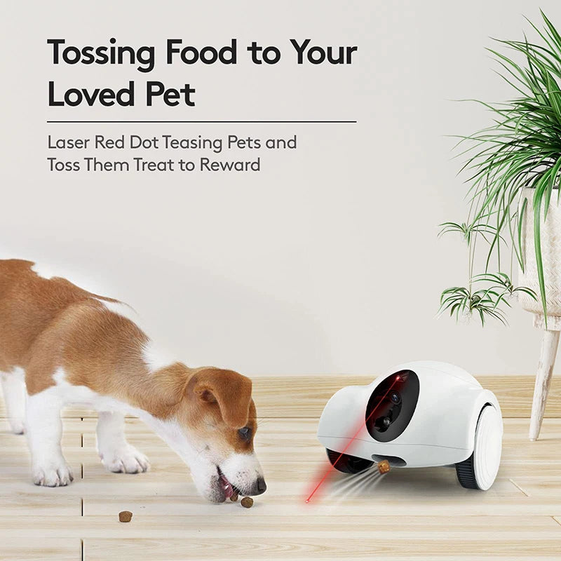 Dog Treat Camera Dispenser Feeder 1080P Full HD Wifi Camera 360°Move Freely 2-Way Audio App 30 Days Long Standby Pet Robot Toys
