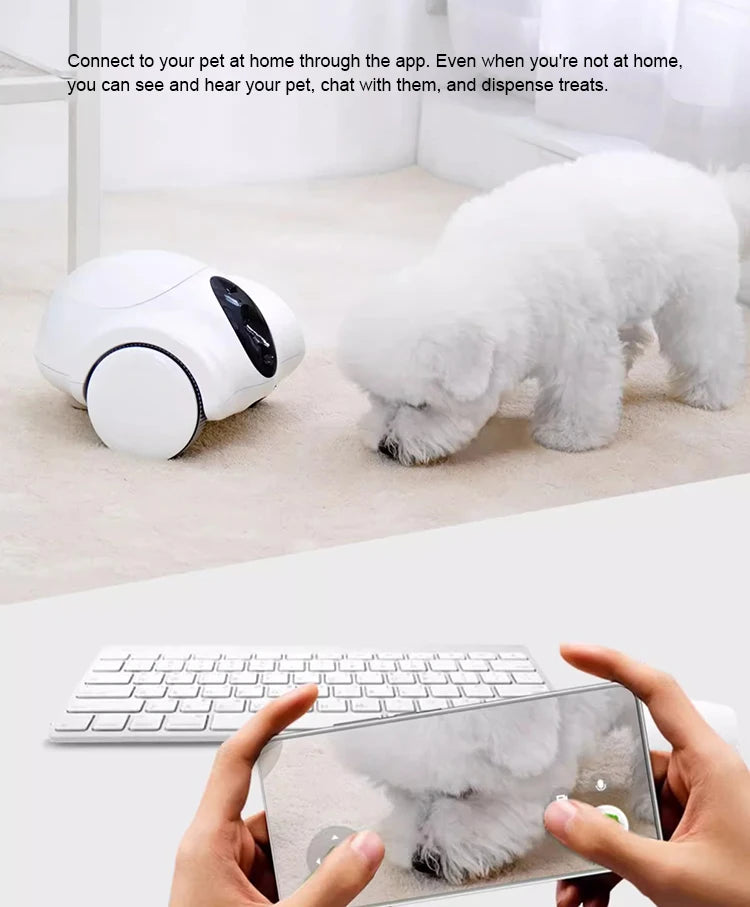 Dog Treat Camera Dispenser Feeder 1080P Full HD Wifi Camera 360°Move Freely 2-Way Audio App 30 Days Long Standby Pet Robot Toys
