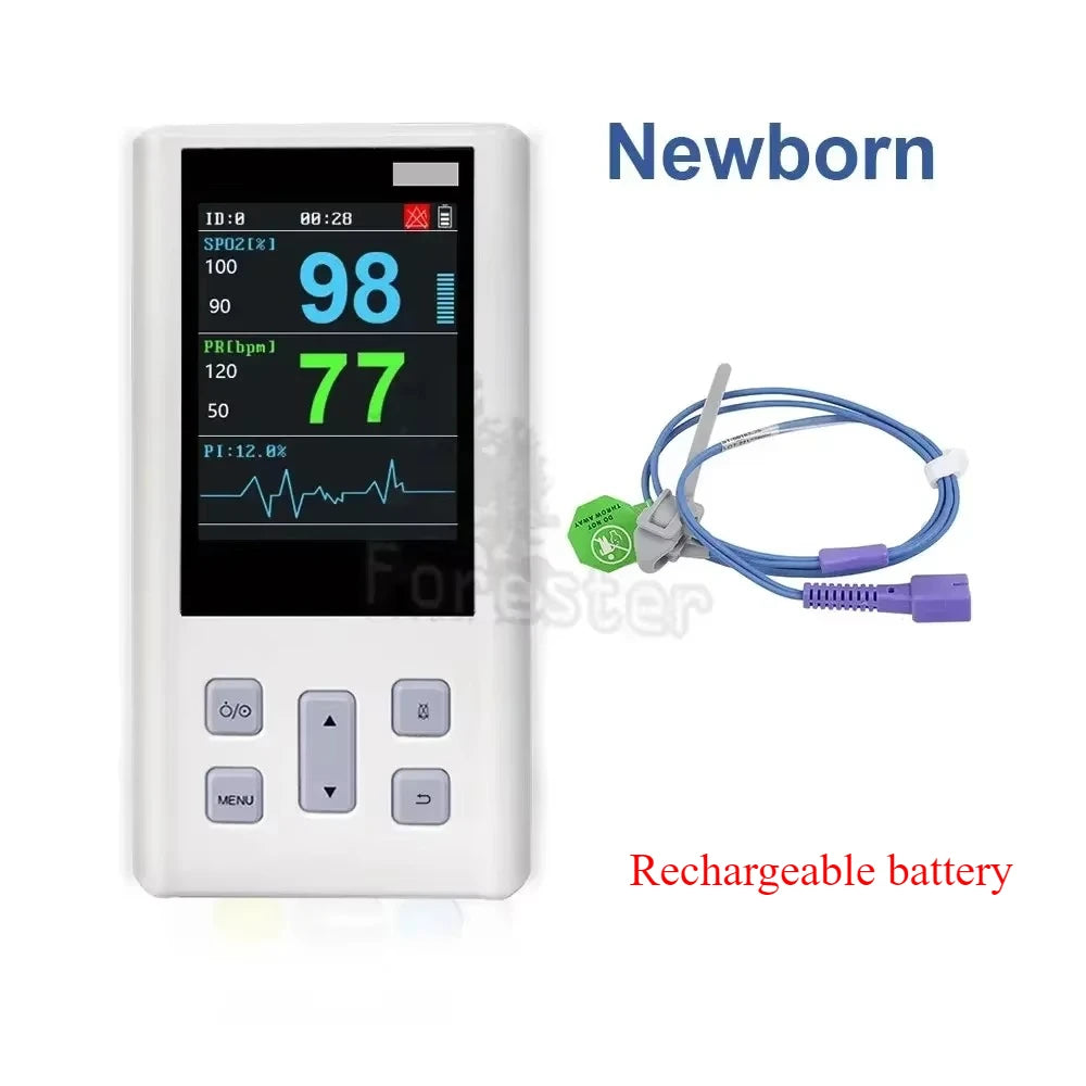 Portable Handheld Pulse Oximeter rechargeable Monitor for Heart Rate Oxygen Saturation with Veterinary SPO2 PR PI with Memory