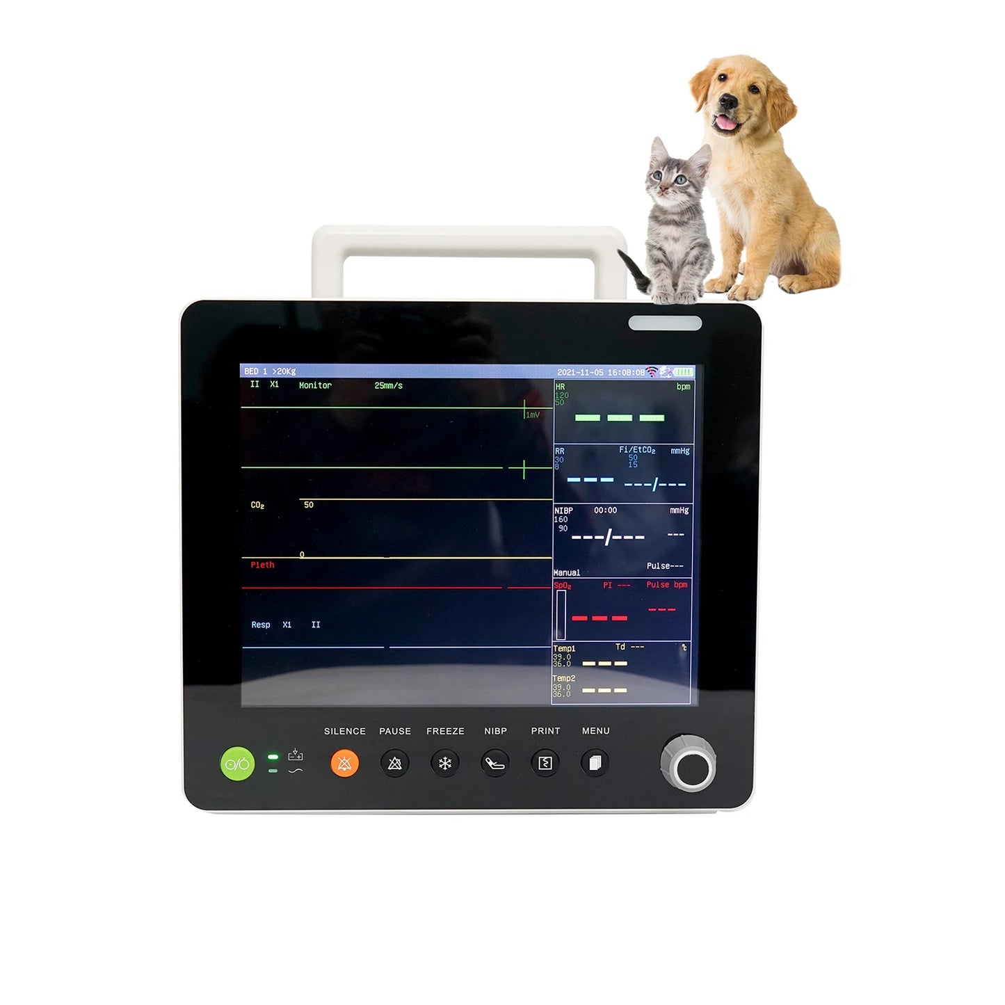 Portable Vital Signs Patient Monitor Animal Vet Multi Parameter Medical With Vet Capnograph Veterinary