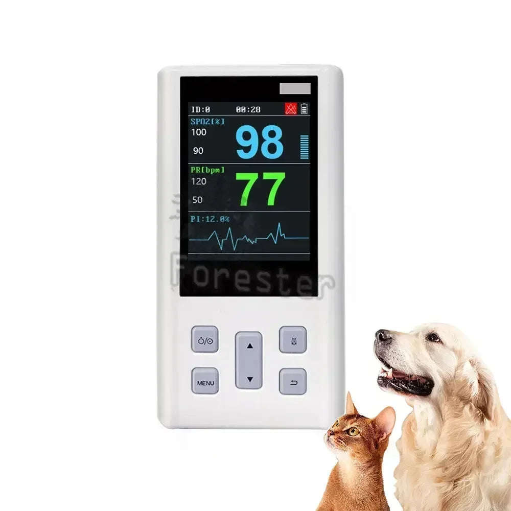 Portable Handheld Pulse Oximeter rechargeable Monitor for Heart Rate Oxygen Saturation with Veterinary SPO2 PR PI with Memory