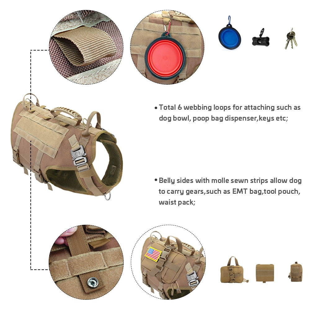 Tactical Dog Harness Military No Pull Pet Harness Vest-2
